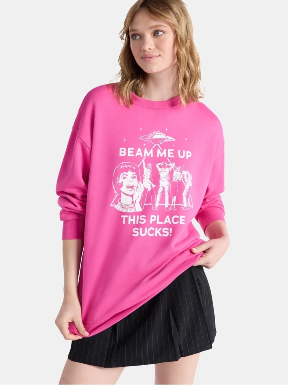 Netflix Stranger Things from No Boundaries Women’s Oversized Fleece Sweatshirt